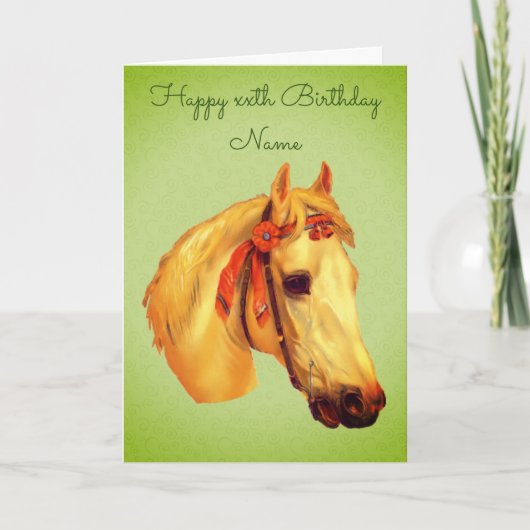Vintages Pferd Personalisiert Geburtstag Karte (Vorderseite)