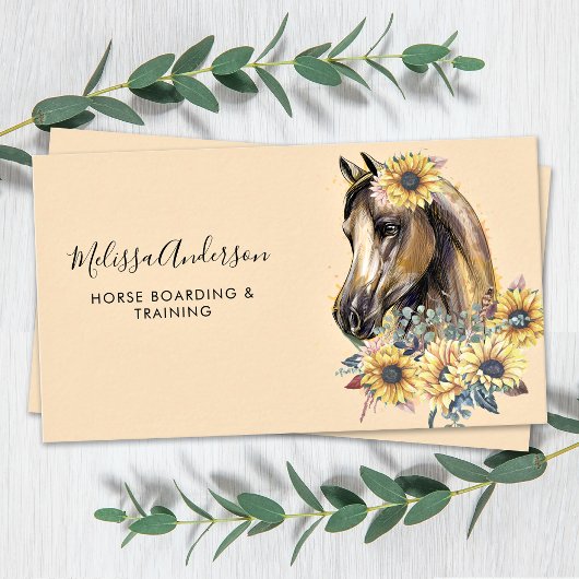 Vintages Pferd Sonnenblumen Personalisiert Reittie Visitenkarte