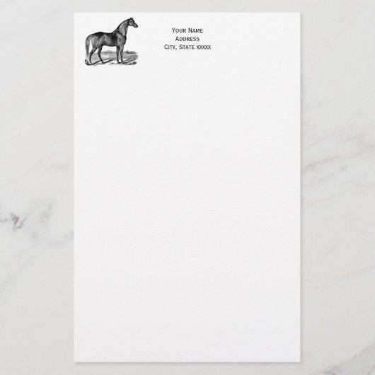 Vintages Pferd Stehend Briefpapier (Vorderseite)