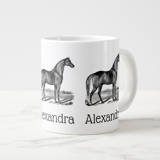 Vintages Pferd Stehend Jumbo-Tasse (Vorderseite Rechts)