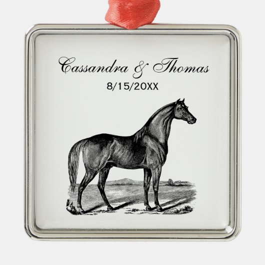 Vintages Pferd Stehend Ornament Aus Metall (Vorne)