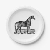 Vintages Pferd Stehend Pappteller (Vorderseite)