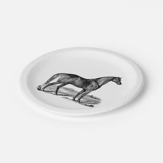 Vintages Pferd Stehend Pappteller (Schrägansicht)