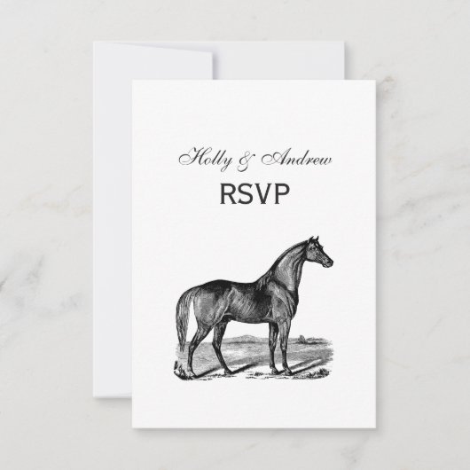 Vintages Pferd Stehend RSVP Karte (Vorderseite)