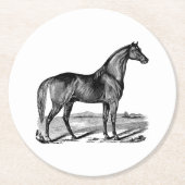 Vintages Pferd Stehend Runder Pappuntersetzer (Vorderseite)