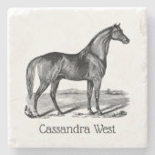 Vintages Pferd Stehend Steinuntersetzer (Vorderseite)