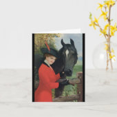 Vintages Pferdchen Rotes Coat Reittier Karte (Gelbe Blume)