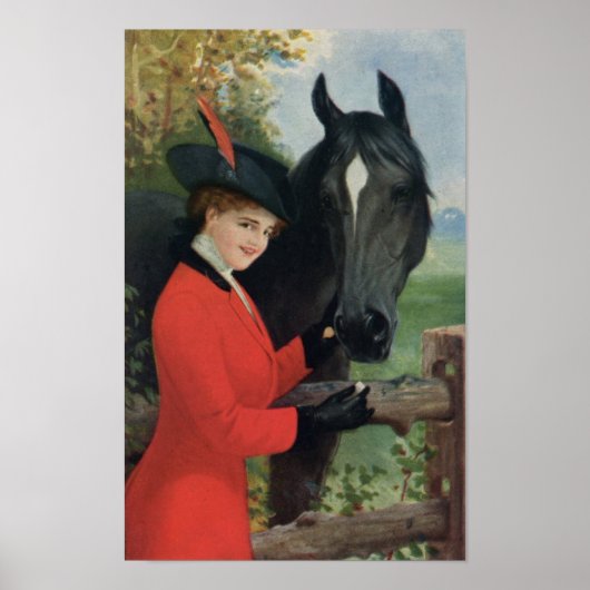 Vintages Pferdchen Rotes Coat Reittier Poster (Vorne)