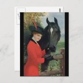 Vintages Pferdchen Rotes Coat Reittier Postkarte (Vorne/Hinten)