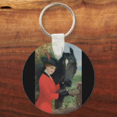 Vintages Pferdchen Rotes Coat Reittier Schlüsselanhänger (Vorderseite)