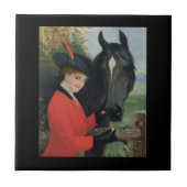 Vintages Pferdemädchen-rote Reitjacke Fliese (Vorderseite)