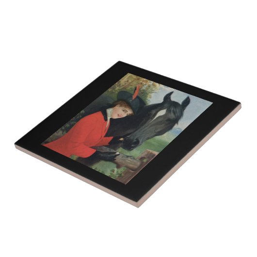 Vintages Pferdemädchen-rote Reitjacke Fliese (Seite)