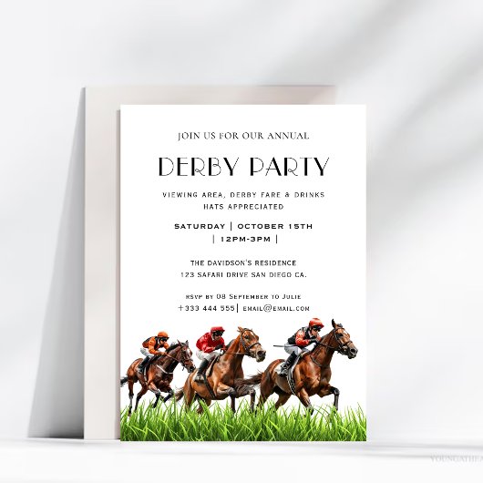 Vintages Pferderennen Jockey Derby Party Einladung