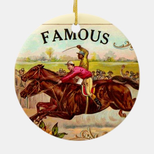 Vintages Pferderennen Keramikornament (Hinten)
