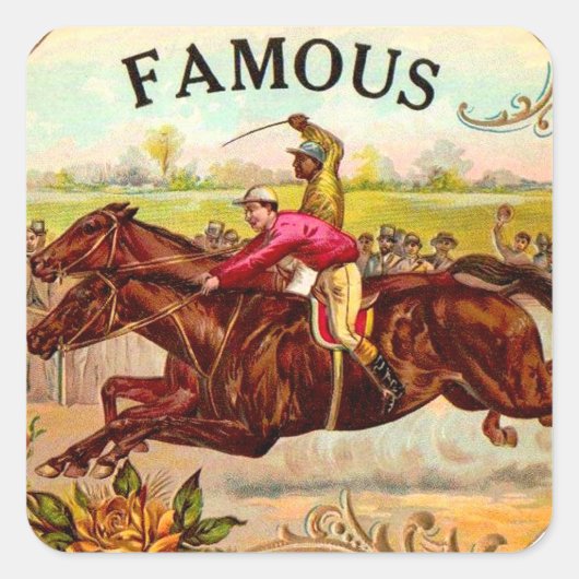 Vintages Pferderennen Quadratischer Aufkleber (Vorderseite)