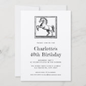 Vintages Pferderitt Erwachsene 40. Geburtstag Part Einladung (Vorderseite)