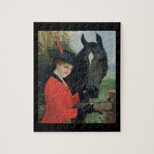 Vintages Pferderote Reitreiterjacke Puzzle (Vertikal)