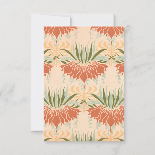 Vintages Pfirsich-Elfenbein-Grün-BlumenParty Einladung (Rückseite)