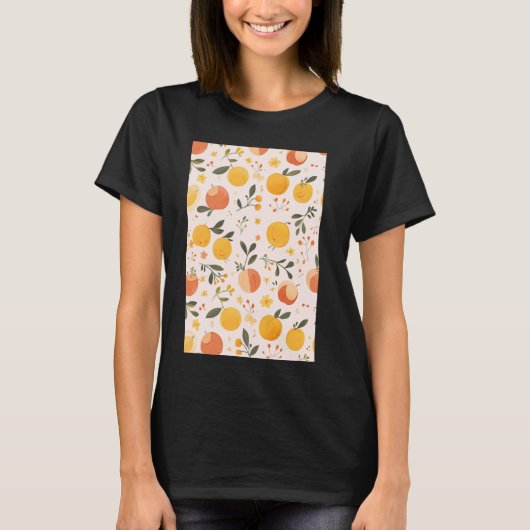 Vintages Pfirsichmuster Art T-Shirt (Vorderseite)