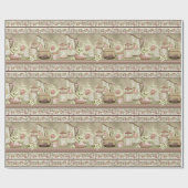 Vintages Pfirsichteetikett und Rose Geschenkpapier (Flach)