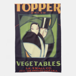 Vintages pflanzliches Topper Label, Art Deco Roman Küchentuch