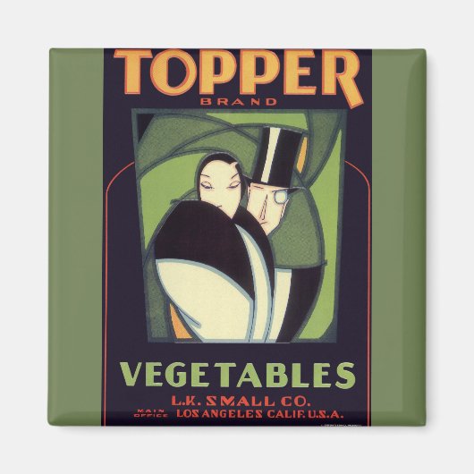 Vintages pflanzliches Topper Label, Art Deco Roman Magnet (Vorne)
