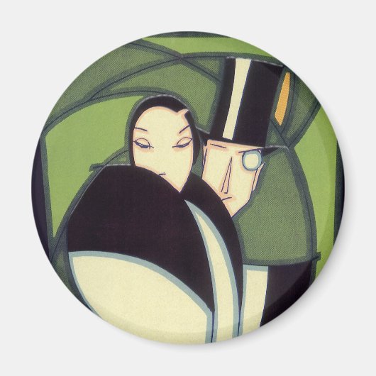 Vintages pflanzliches Topper Label, Art Deco Roman Magnet (Vorne)