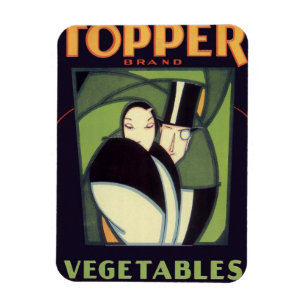 Vintages pflanzliches Topper Label, Art Deco Roman Magnet