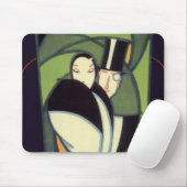 Vintages pflanzliches Topper Label, Art Deco Roman Mousepad (Mit Mouse)