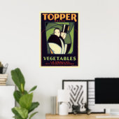 Vintages pflanzliches Topper Label, Art Deco Roman Poster (Heimbüro)