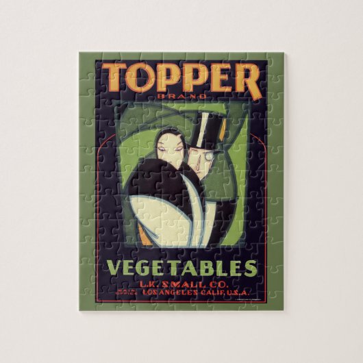 Vintages pflanzliches Topper Label, Art Deco Roman Puzzle (Vertikal)