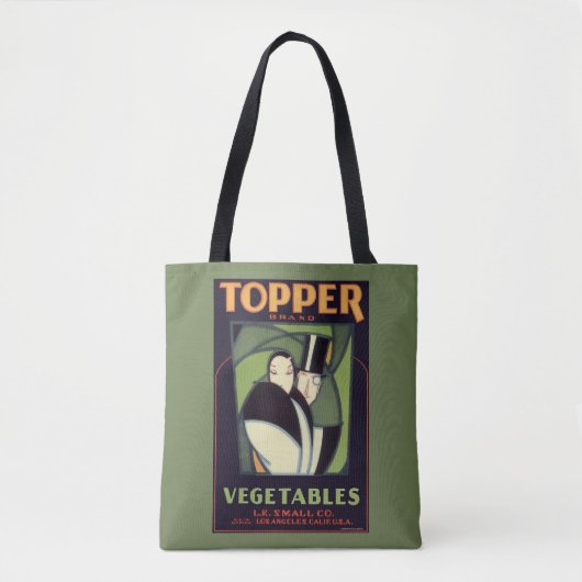 Vintages pflanzliches Topper Label, Art Deco Roman Tasche (Vorderseite)