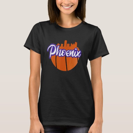 Vintages Phoenix Arizona Stadtbild Retro Basketbal T-Shirt (Vorderseite)
