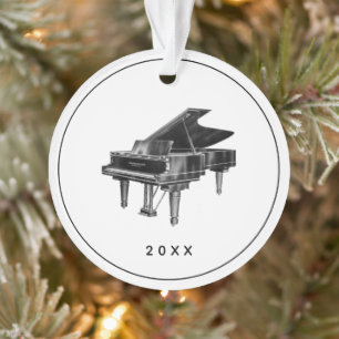 Vintages Piano Minimalistisch Weißer Urlaub Ornament