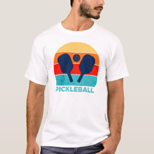 Vintages Pickleball Paddle und Ball bunt T-Shirt