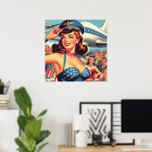 Vintages Pilot-Button Poster (Heimbüro)