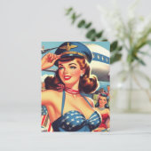 Vintages Pilot-Button Postkarte (Stehend Vorderseite)