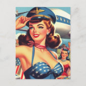 Vintages Pilot-Button Postkarte (Vorderseite)