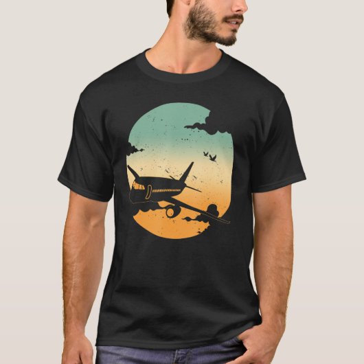 Vintages Pilotenflugzeug Nostalgischer Großraumflu T-Shirt (Vorderseite)