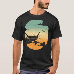 Vintages Pilotenflugzeug Nostalgischer Großraumflu T-Shirt