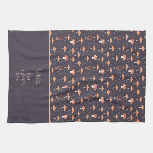 Vintages Pilz Personalisiert Geschirrtuch (Horizontal)