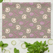 Vintages Pilz- & Zwiebelmuster Rustikales Gemüse Geschirrtuch (Gefaltet)