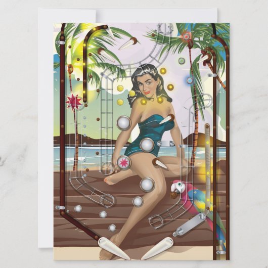 Vintages Pinball-Maschinenspiel Einladung (Vorderseite)