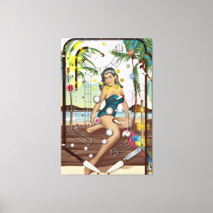Vintages Pinball-Maschinenspiel Leinwanddruck