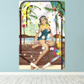 Vintages Pinball-Maschinenspiel Leinwanddruck (Insitu (Holzboden))