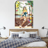 Vintages Pinball-Maschinenspiel Leinwanddruck (Insitu (Schlafzimmer))