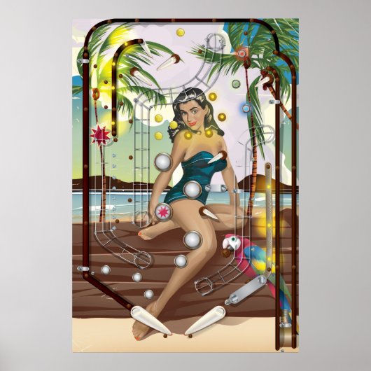 Vintages Pinball-Maschinenspiel Poster (Vorne)