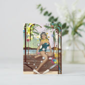 Vintages Pinball-Maschinenspiel Postkarte (Stehend Vorderseite)