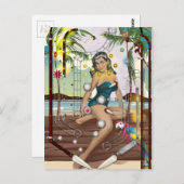 Vintages Pinball-Maschinenspiel Postkarte (Vorne/Hinten)