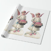 VINTAGES PINK ANGELS WRAPPPAPIER GESCHENKPAPIER (Ungerollt)